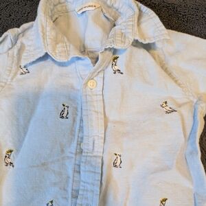 Janie & Jack Blue Embroidered Print Kids Shirt 2T